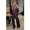 Sequoia Paris sweat pants wide strip bruin/taupe 