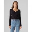 Vero Moda Tall Alberte ls V neck top black 