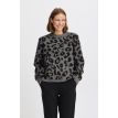 B Young Minya leopard jumper mid grey melange 