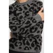 B Young Minya leopard jumper mid grey melange 