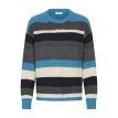 B Young Onema oneck pullover fjord blue melange stripe 