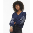 Vero Moda Tall Anya blouse embroidery navy blazer 