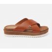 Lazamani Wedgy leren slipper kruisband tan 