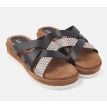 Lazamani Wedgy leren slipper combi black cream 