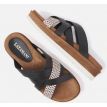 Lazamani Wedgy leren slipper combi black cream 