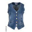 DNM Pure Grace gilet embroiderie mid blue/navy 