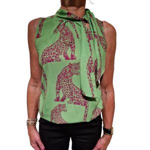 Only M Eliza top halsstrik print pantera verde