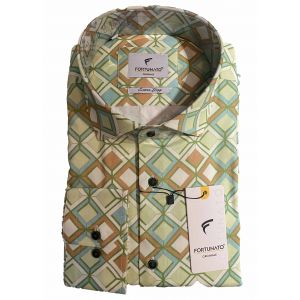 Fortunato Clooney slim fit retro groen oranje