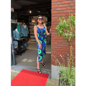MJ Style Faith jurk waves blauw mint zwart