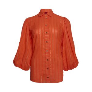 Only M Isa blouse pofmouw righe oro oranje