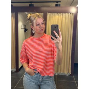 Sunset Leah stripe shirt neon/roze