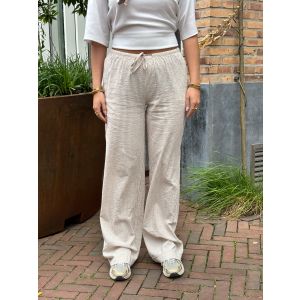 Sequoia Rosa beige stripe linnen pants