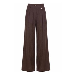 MAC Britt wide leg linnen truffel brown