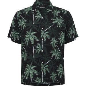 North Cuba blouse ss black AOP palm