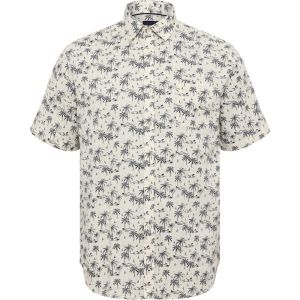 North Finn blouse ss linnen off white print palm