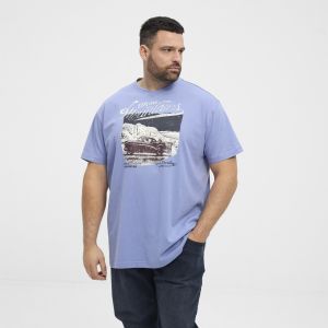 North Theo v-hals t-shirt moutains light blue
