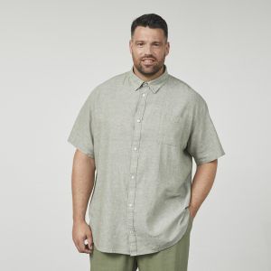North Bart linen shirt melange 0660 olive green