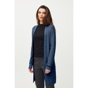 Pulz Sara long rib cardigan blue bonnet