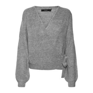 Vero Moda Tall Rubellefile wrap cardigan grey melange