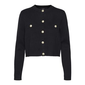 Vero Moda Tall Saba Short Ls Gold Button Card.  Tll Black