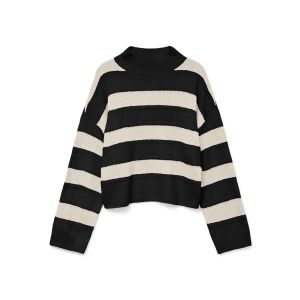 Vero Moda Tall Inez highneck short pullover black/white