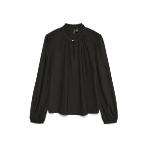 Vero Moda Tall Ani Ls frill top wvn ga noos black