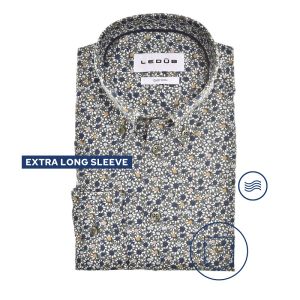 Ledub Tokio modern fit button down easy care donkergroen spetter