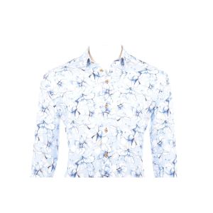 Eden Valley Amsterdam overhemd bloem lichtblauw