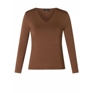 YEST Clémentine shirt v-neck warm taupe