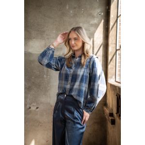 ICNK Tall Tilde blouse cotton check snowwash 306 denim