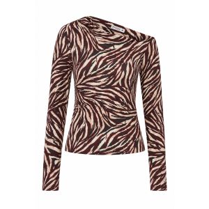 Phebe Tall Faye top a-sym print zwart rood wit