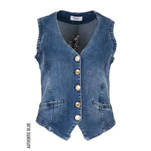 DNM Pure Grace gilet embroiderie mid blue/navy